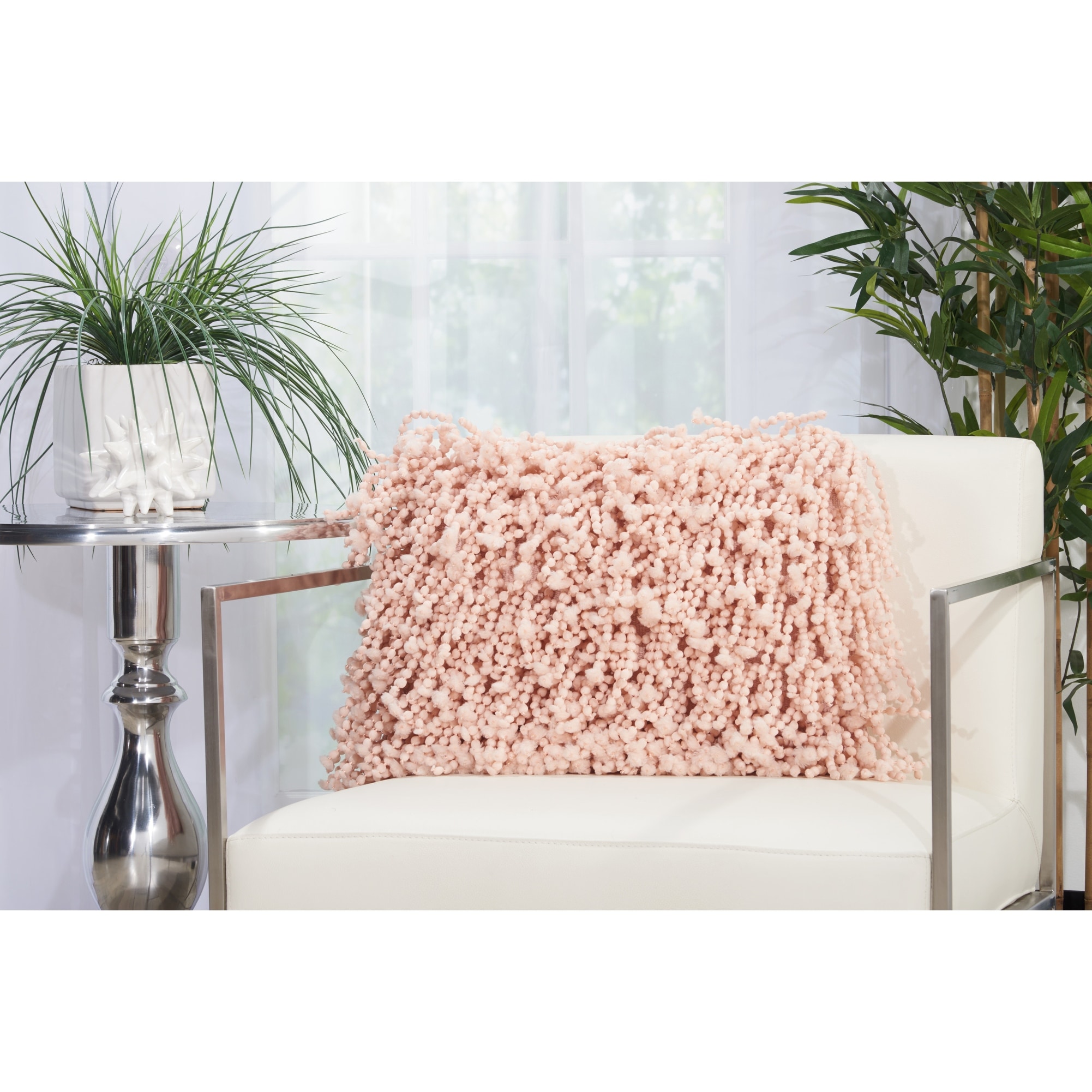 Mina Victory by Nourison Shag SKINNY Fugga 20 In. Decorative Throw Pillow Silver for sale online eBay