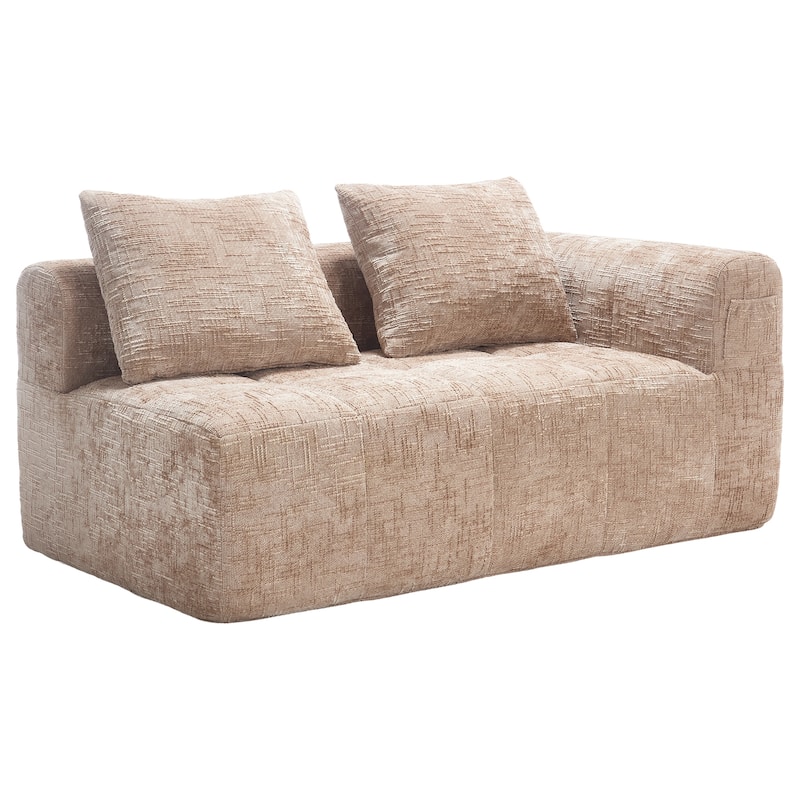 GDFStudio - Chenille Modular Chaise Lounge with 2 Pillowes