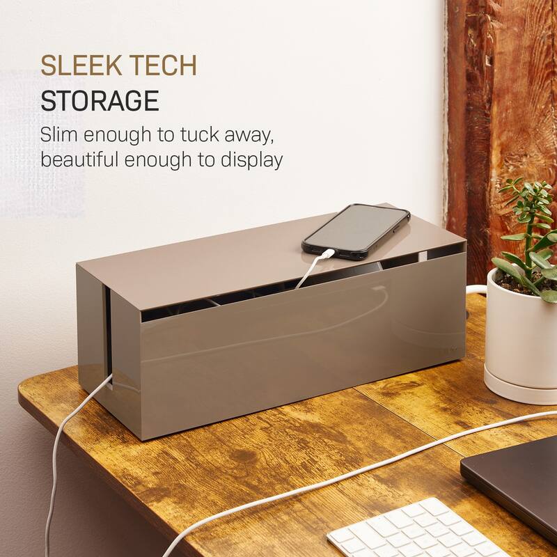 Yamazaki Home Cable Management Box, ABS Plastic, Lid - L 6.1 x W 15.75 x H 5.71 inches
