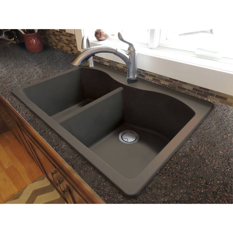 Transolid K-ATDE3322 Aversa 33" Drop In Double Basin Granite Kitchen