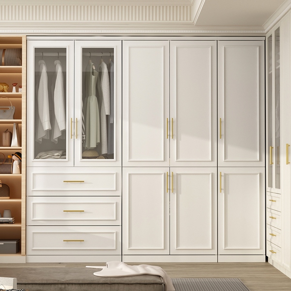 74.8 H Large Modular Wardrobe Cloest Armoire Cabinet Glass Door On Sale Bed Bath Beyond 37777772