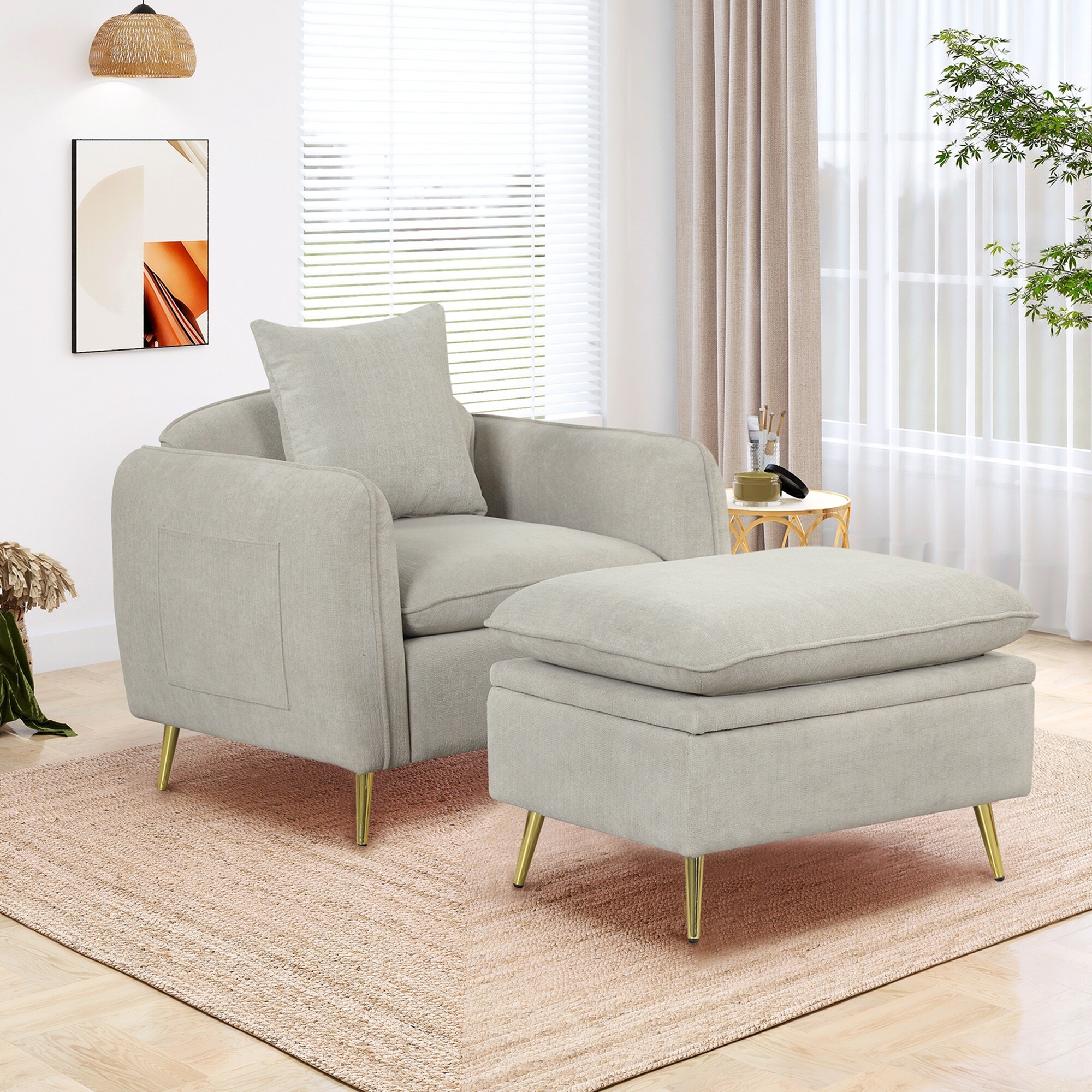 Accent chair best sale with hidden ottoman