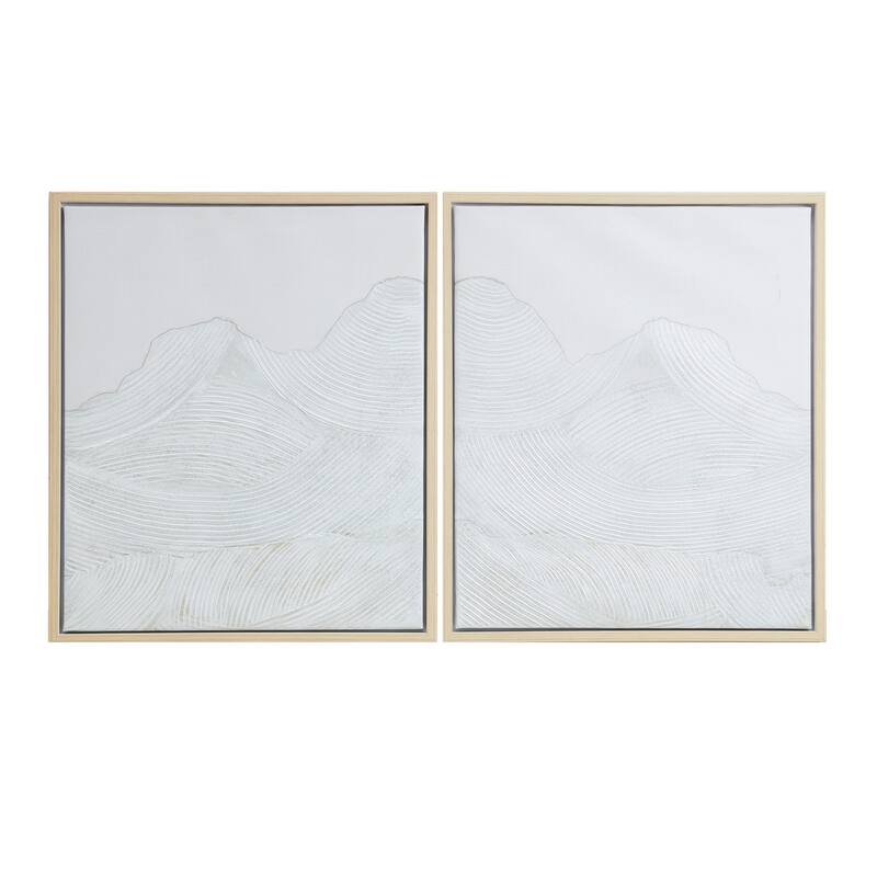 INK+IVY Desert Serenity Hand Embellished Abstract 2-piece Framed Canvas Wall Art Set - Ivory - Natural