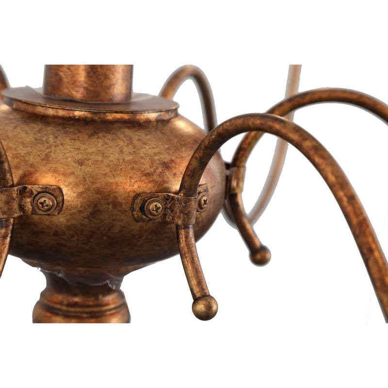 6-Light French Manor Chandelier – Distressed Gold Brass - Antique Brass