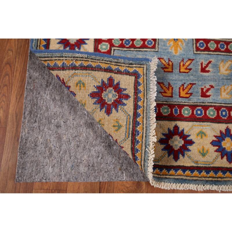 Light Blue Kazak Runner Rug Handmade Wool Carpet - 2'7" x 20'7"