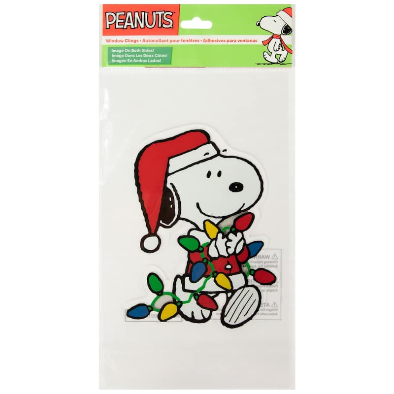Peanuts Snoopy Gathers the Lights Double Sided Window Cling Decor