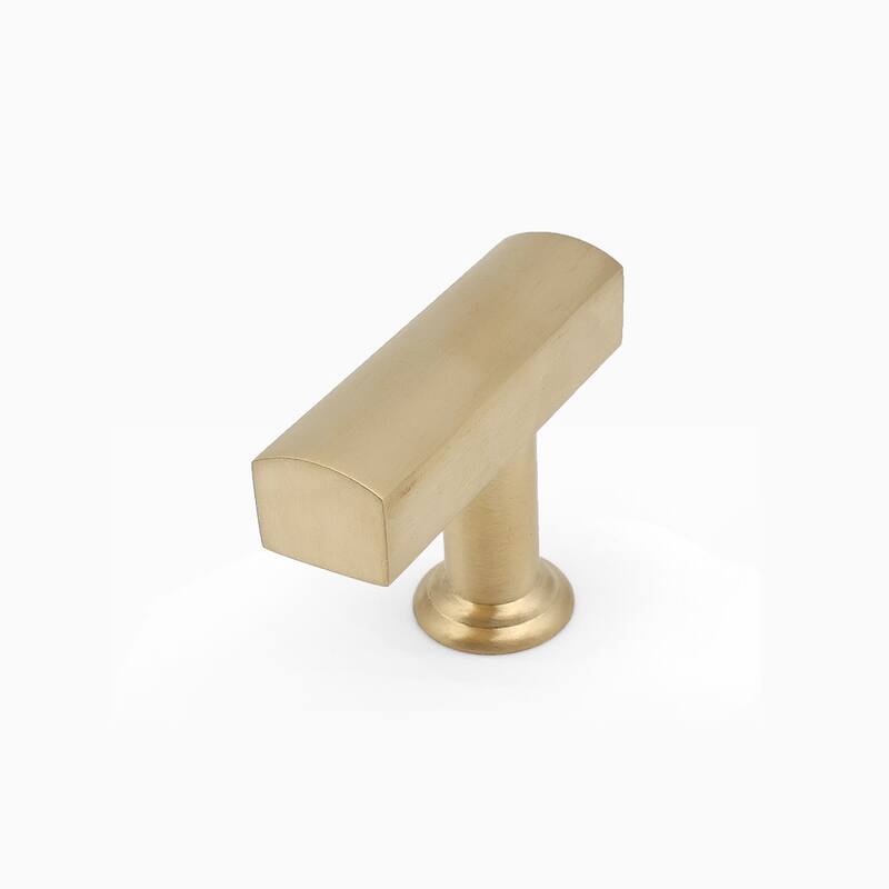 Hapny Home M30 Mod 1-3/4" Long Solid Metal Luxe Modern Offset T Bar - Unlacquered Satin Brass