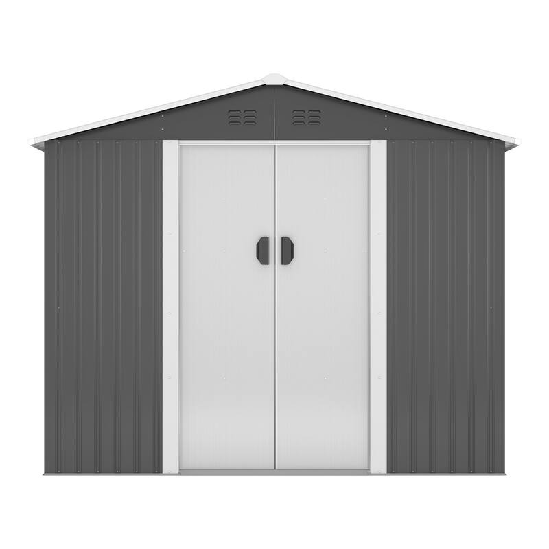 Outdoor Steel Storage Shed with Lockable Sliding Doors and Vents