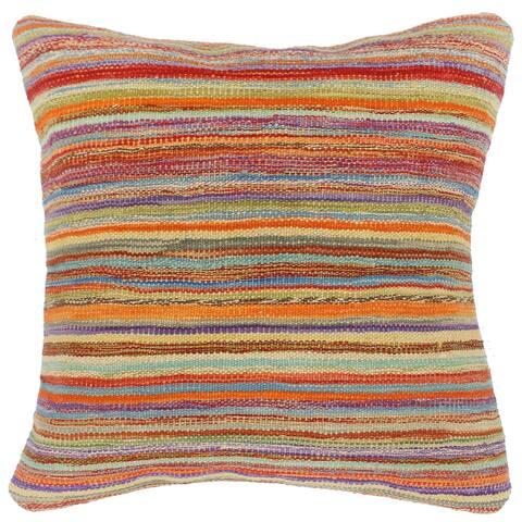 Bayadere Turkish French hand-woven kilim pillow - 18'' x 18''
