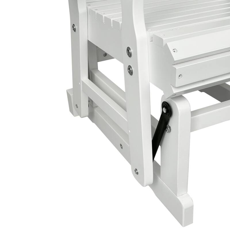 Fortune Candy Patio Glider for One Person, with Horizontal Slat Back, Cup Holder & Deep Contoured Seat – 600 lb