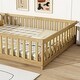 preview thumbnail 31 of 43, White Full Size Wooden Floor Bed with Fence & Door, Rubber, Safety Guardrails