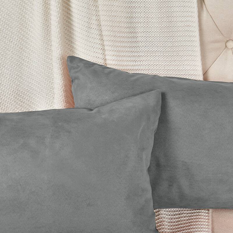 Suede 2 Piece Pillow Shell Set with Big Zipper, NO INSERT