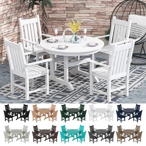 Laguna 5-Piece Outdoor Round Patio Dining Set with Armchairs