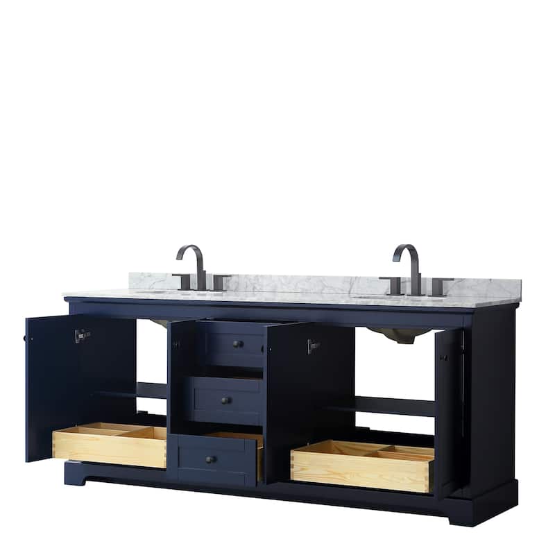Avery 80-inch Double Vanity, Marble Top, Oval Sinks, No Mirror