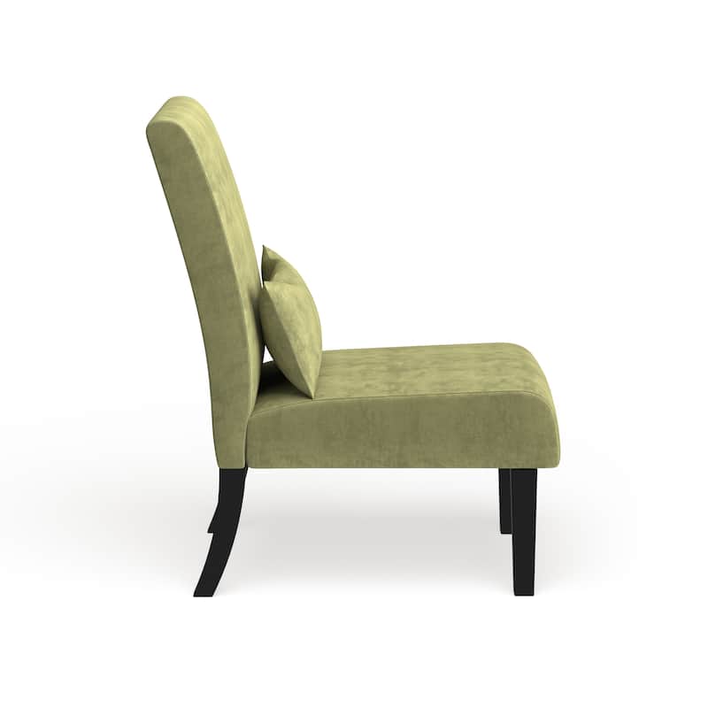Porch & Den Vista Armless Chenille Accent Chair w/ Kidney Pillow