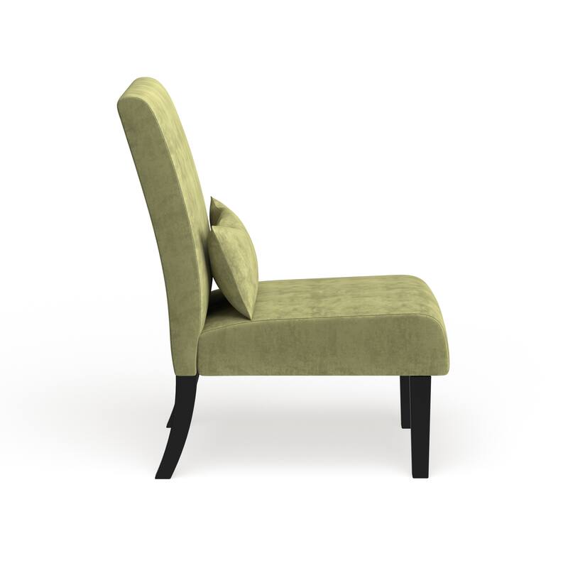 Porch & Den Vista Armless Chenille Accent Chair w/ Kidney Pillow
