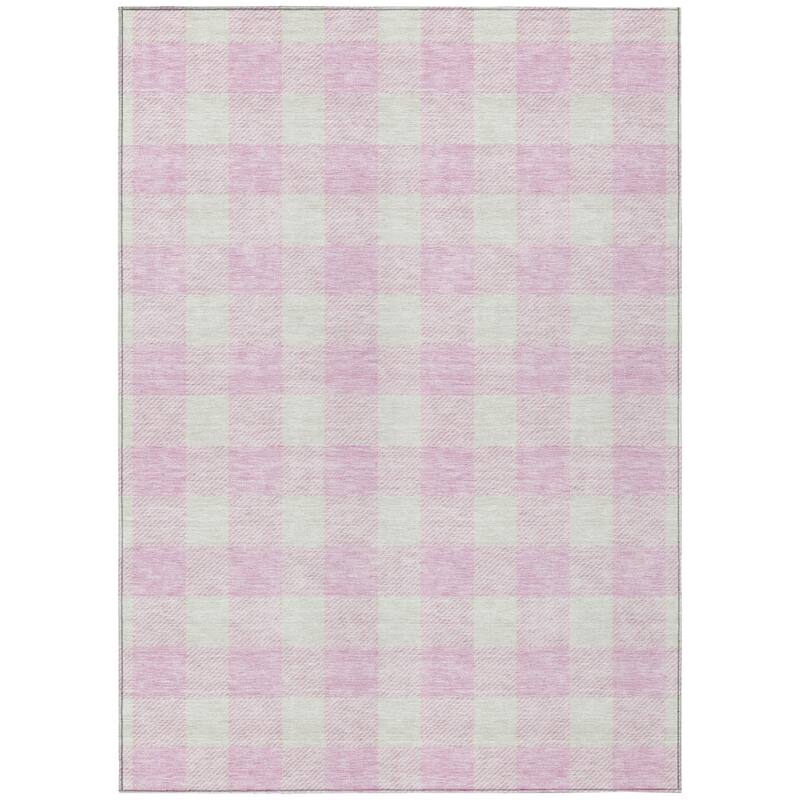 HomeRoots Plaid Transitional Rectangle Outdoor Rug