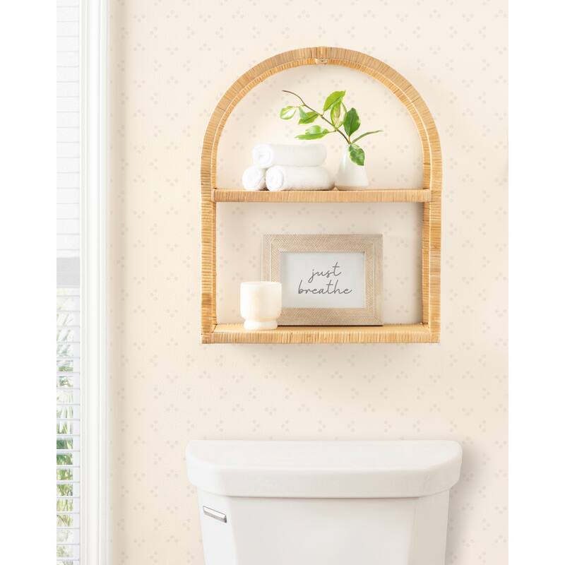 Kate and Laurel Rahmati Rattan Wall Shelf