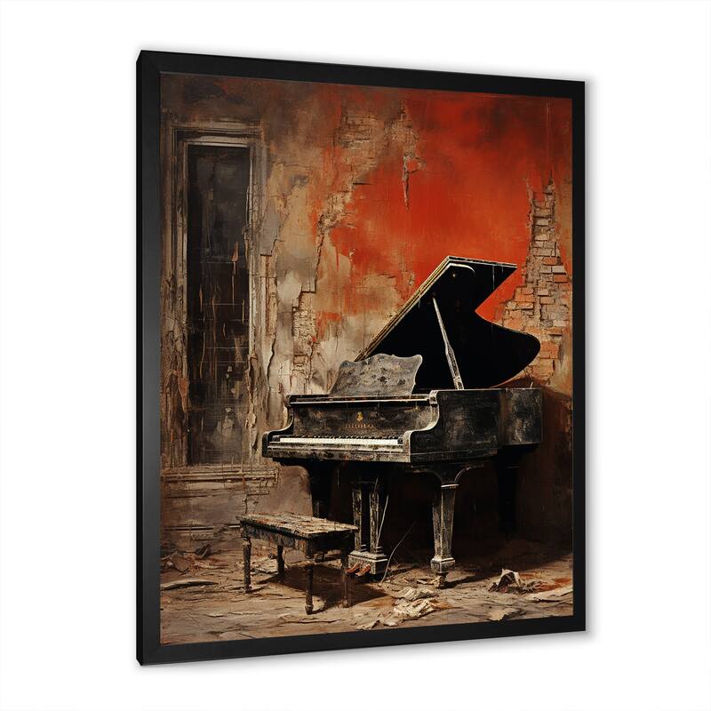 Designart "Vintage Piano Timeless Tunes I" Music Framed Wall Art Prints