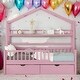 preview thumbnail 23 of 31, Twin Size Wooden House Bed Kids Bed with 2 Drawers and Storage Shelf
