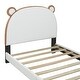 preview thumbnail 15 of 14, Twin Size Upholstered Platform Bed with Bear-Shaped Headboard and Footboard, Storage Pocket Design