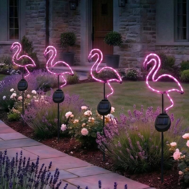 Outdoor Solar Powered Led Decorative Garden Stake Light - 2 Pack Pink Flamingo - 2 Pack