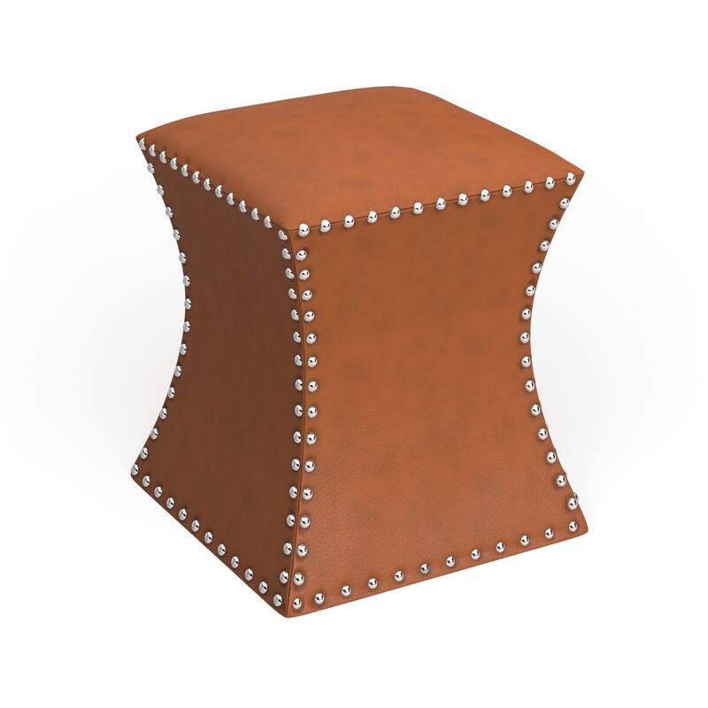 Faux Leather Ottoman - Brown