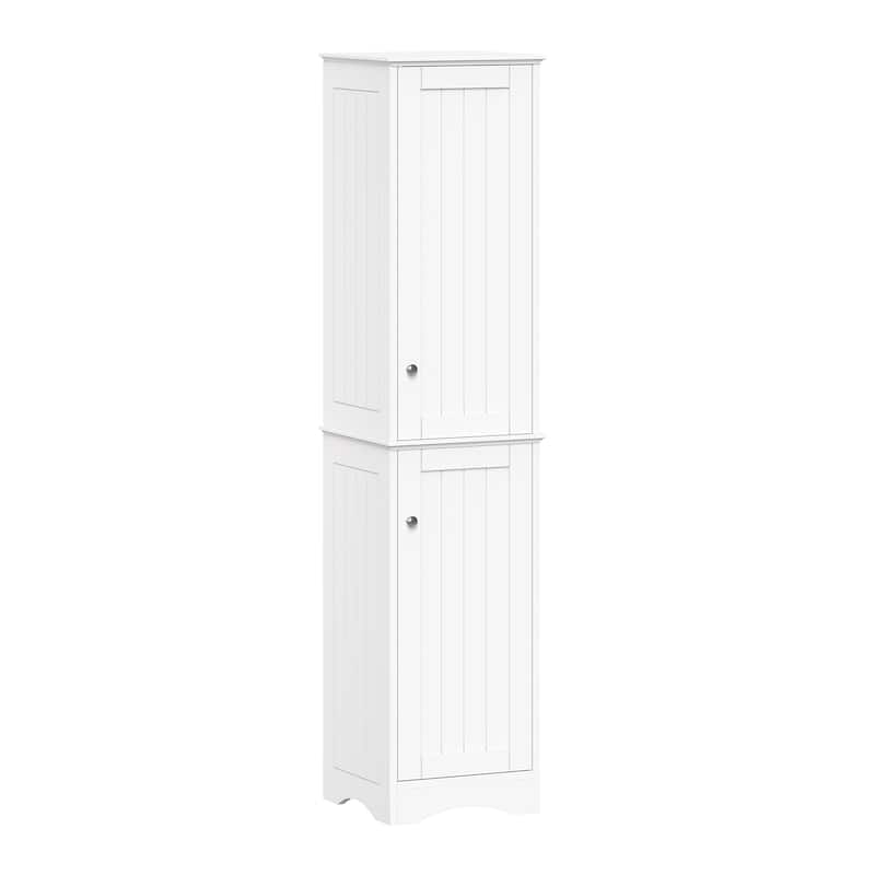 RiverRidge Ashland Two-Door Tall Bathroom Storage Cabinet and Linen Organizer with Adjustable Shelves - White