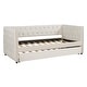 preview thumbnail 5 of 11, Beige Twin Size Daybed Velvet Tufted Upholstered Daybed Frame with Retractable Trundle, Rivet Accents Armrests and Backrest