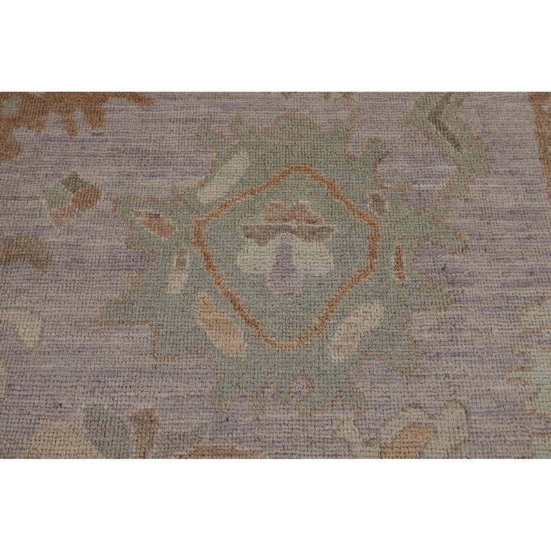 Vegetable Dye Oushak Turkish Rug Handmade Grey Wool Carpet - 8'0"x 9'11"