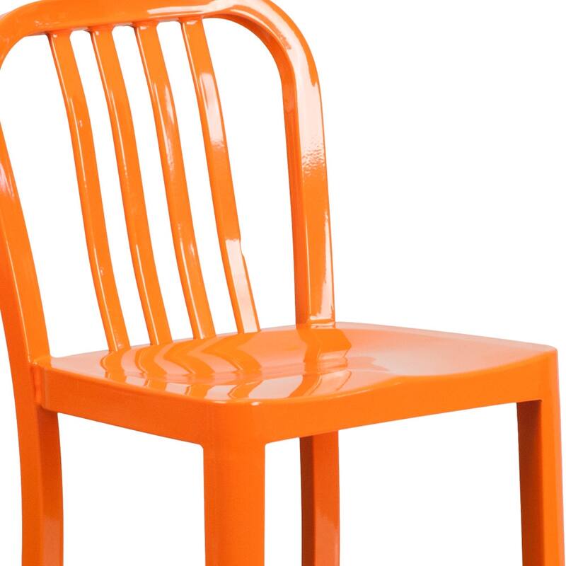 2 Pack 24'' High Metal Indoor-Outdoor Counter Height Stool w/ Vertical Slat Back