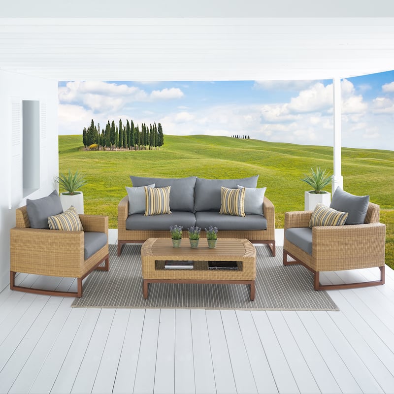 Milea 4 Piece Sunbrella Outdoor Patio Seating Set