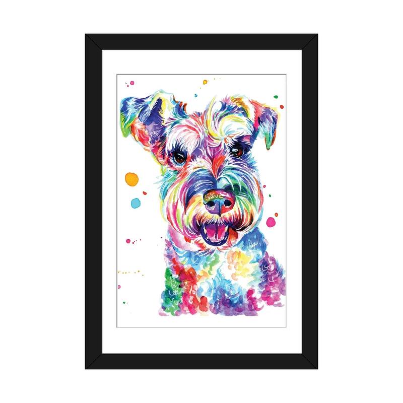 iCanvas "Smiling Schnauzer" by Yubis Guzman - Black - 32x24x1