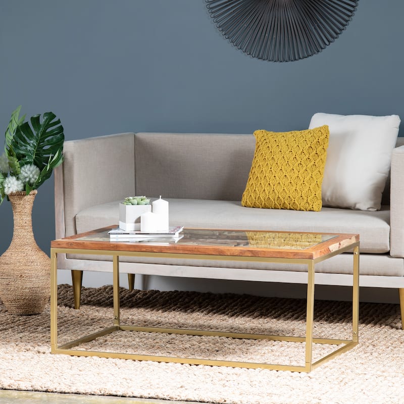 Adagio Laser Cut Wood Acacia Coffee Table - 43.25 x 23.5 x 17.75