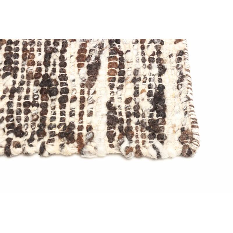 ECARPETGALLERY Braid weave Sienna Dark Brown Wool Rug - 6'2 x 9'2