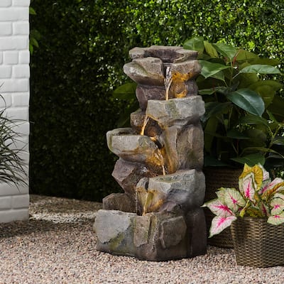 Candler Outdoor Tier Rock Fountain Outdoor 4 by Christopher Knight Home