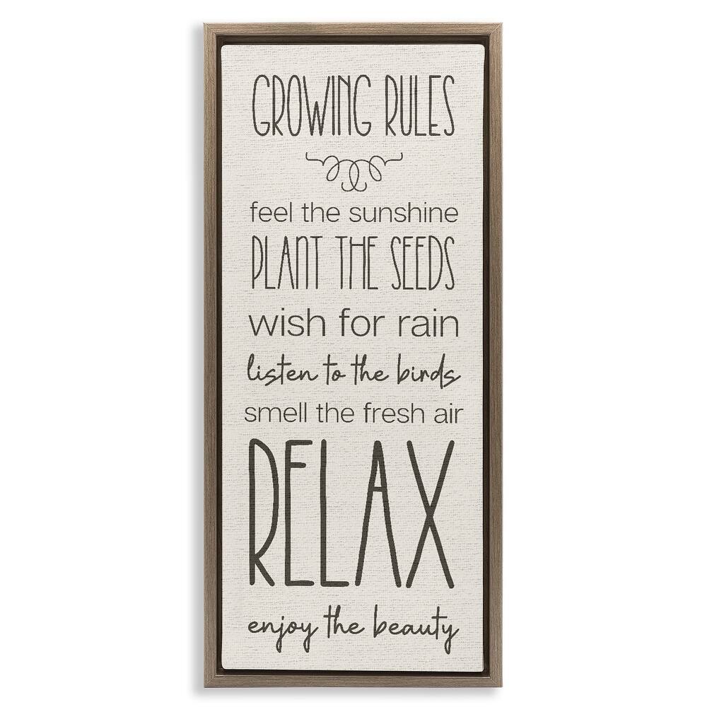 Stupell Serene Gardening Rules Framed Floater Canvas Wall Art Design By Lil' Rue
