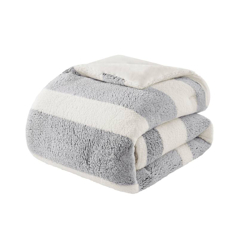Madison Park Asher Green/Ivory Sherpa Comforter Set