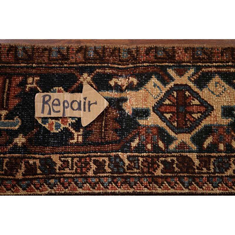 Pre-1900 Antique Heriz Serapi Persian Area Rug Handmade Wool Carpet - 7'5" x 10'4"