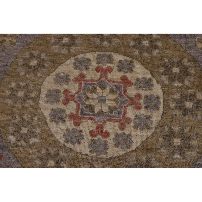 Vegetable Dye Gray Oushak Turkish Area Rug Handmade Floral Wool Carpet - 8'4"x 9'11"