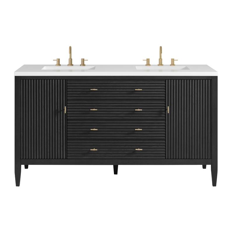 James Martin Vanities 485-V60D-3WZ Myrrin 60" Double Basin Wood Vanity - Carbon Oak - Oak Finish
