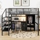 preview thumbnail 3 of 15, Multifunctional Design Metal Loft Bed With Table Set, Storage Stairs and Wardrobe, Full Size, Black