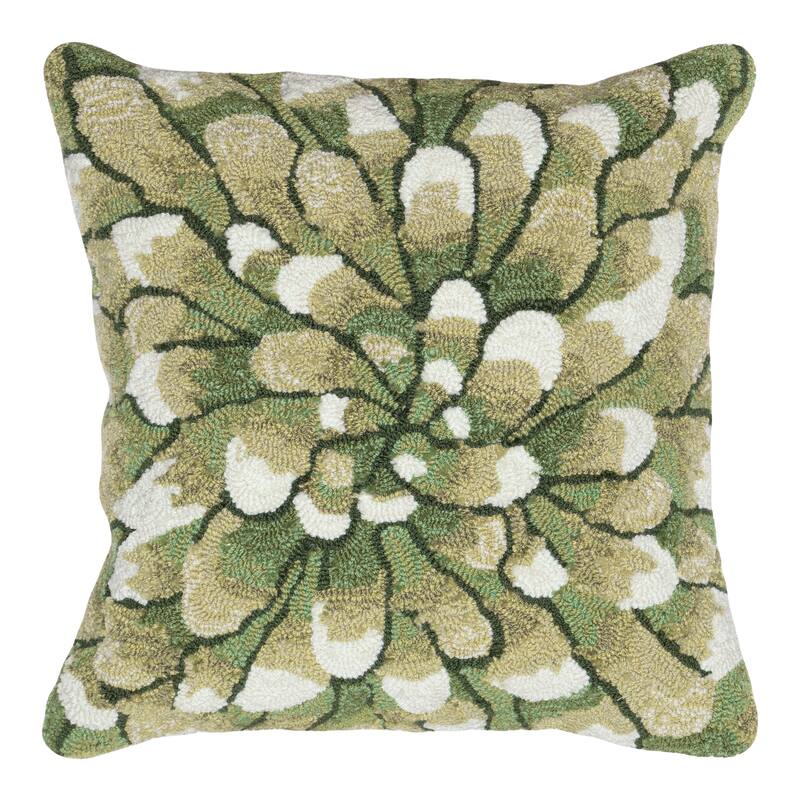 Liora Manne Frontporch Mum Indoor/Outdoor Pillow Green 18" Square