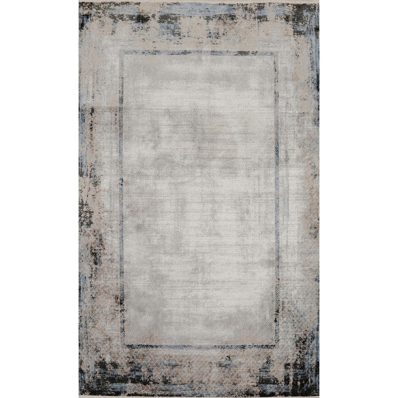 Machine Made Oriental Polyester Carpet Geometric Multi-Colored Distressed Area Rug - 7' 5'' X 5' 2''