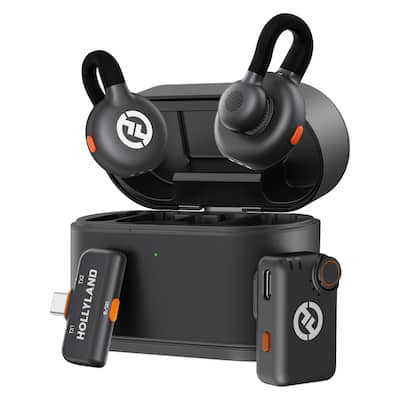 Hollyland LARK M2S Mini Combo 2-Person Wireless Microphone System - Universal Compatibility (2.4 GHz, Space Gray) - Small