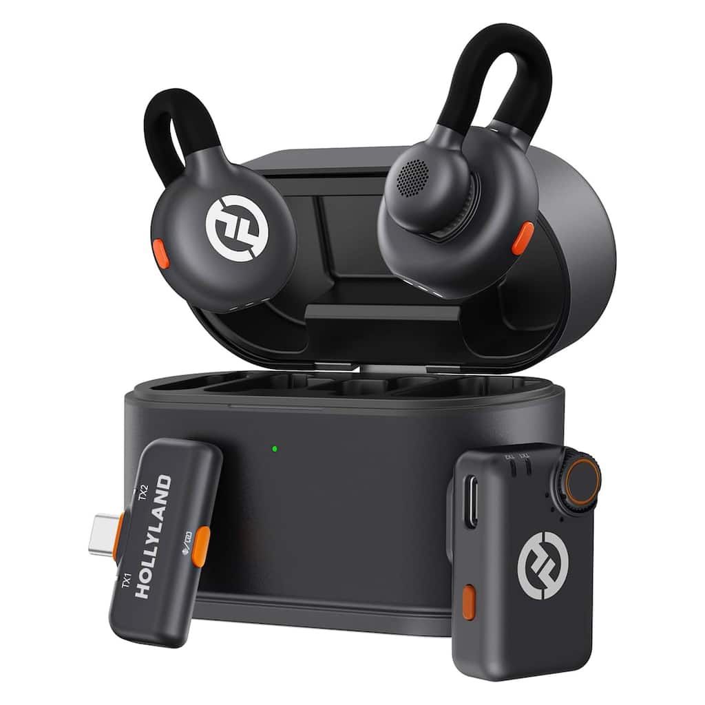 Hollyland LARK M2S Mini Combo 2-Person Wireless Microphone System - Universal Compatibility (2.4 GHz, Space Gray) - Small