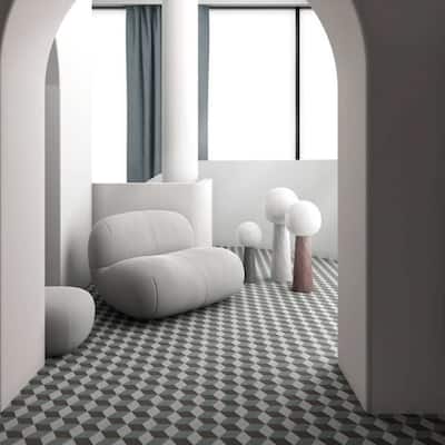 Prism 9x9 Grey Matte 3D Geometric Porcelain Tile - Floor, Wall, Backsplash