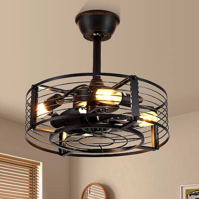 52'' Indoor Ceiling Fans, Ceiling Fan Light with 5 Blades, Reversible Motor, Black and Brown, 2 E26 Socket - 18 Inches