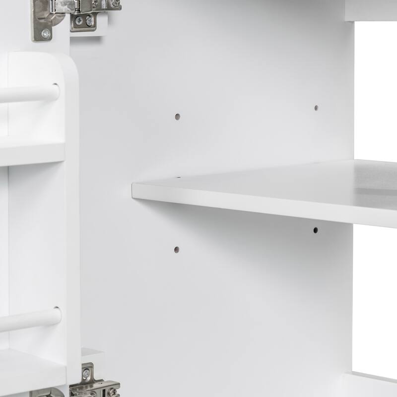 30'' Solid Wood Bathroom Vanity with Multifunctional Cabinet, Drawers, and Ceramic Sink