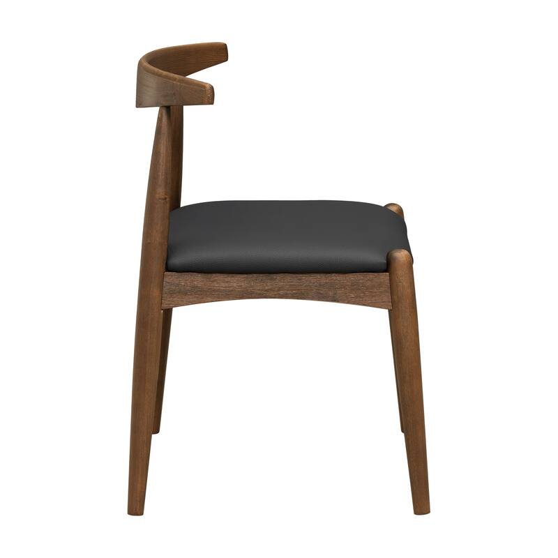 Set of 2 Rubberwood Dining Chairs, Ergonomic Backrest & Faux Leather Upholstery